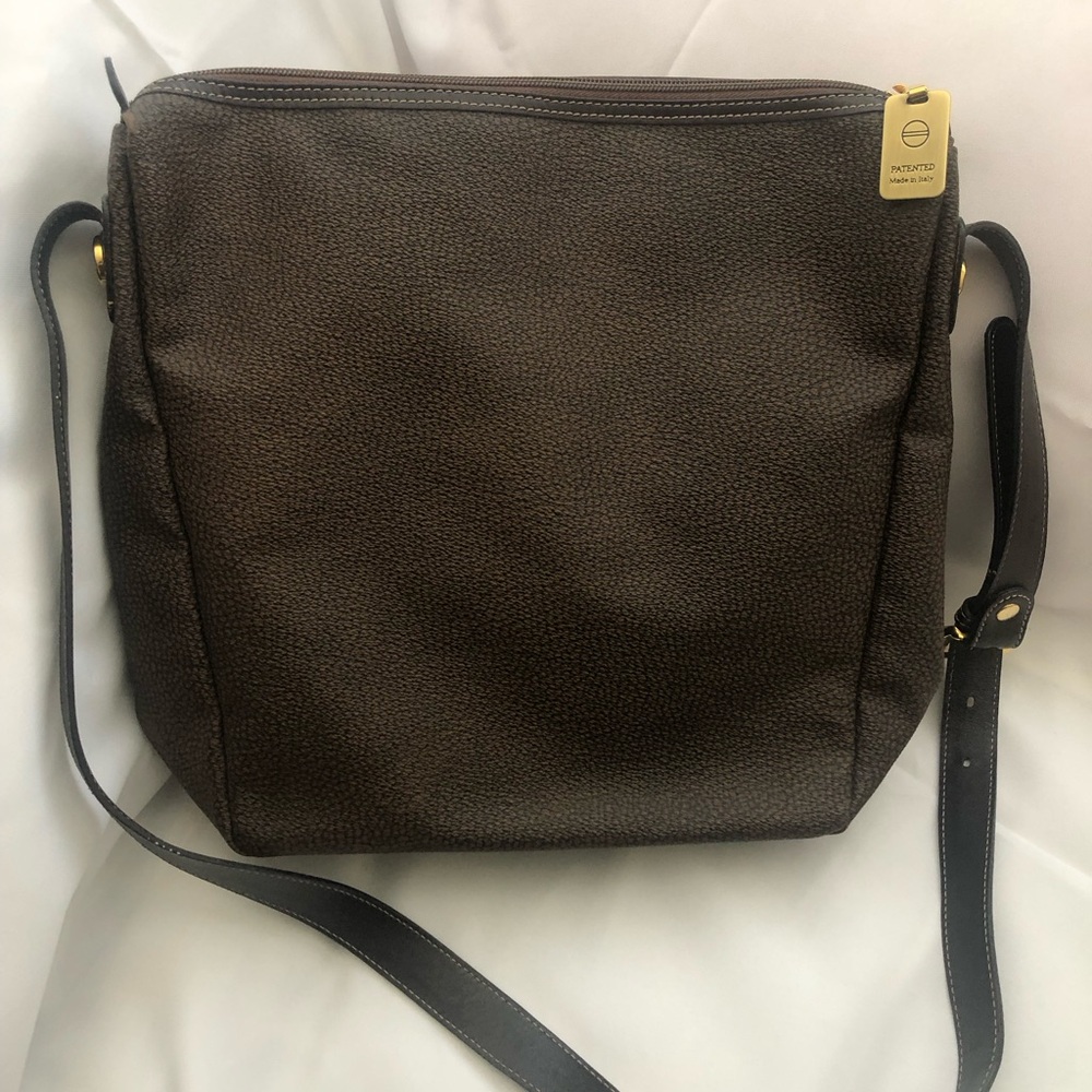 Borbonese Leather Shoulder Bag with Adjustable Strap